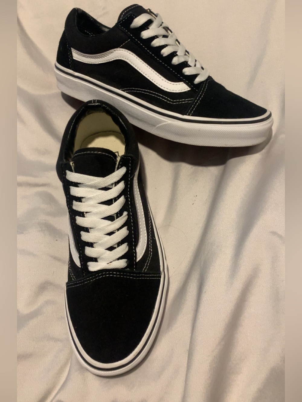 Vans Old Skool Black White Suede Canvas Sneakers Men’s 6 Women’s 7.5